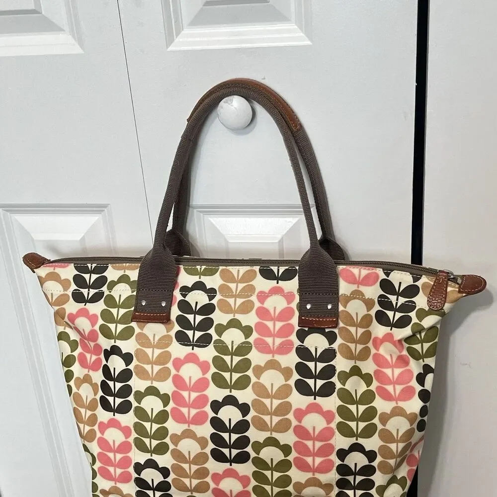 ORLA KIELY ETC floral stem print laminate canvas large tote handbag